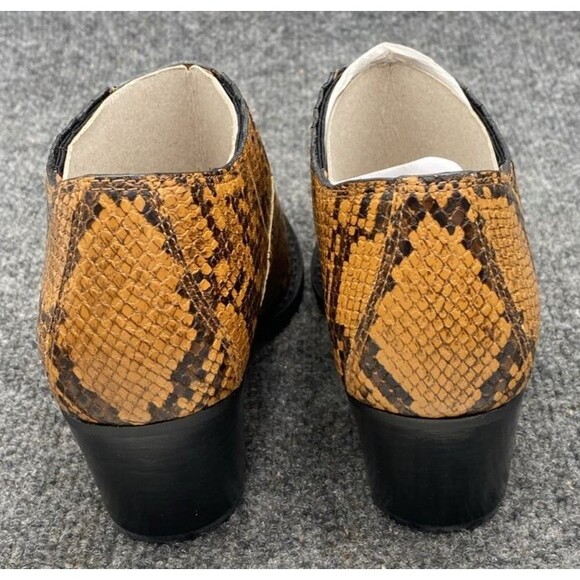 COACH Size 5C Low Western Booties Python Print Block Heel Leather Brown - Picture 5 of 12